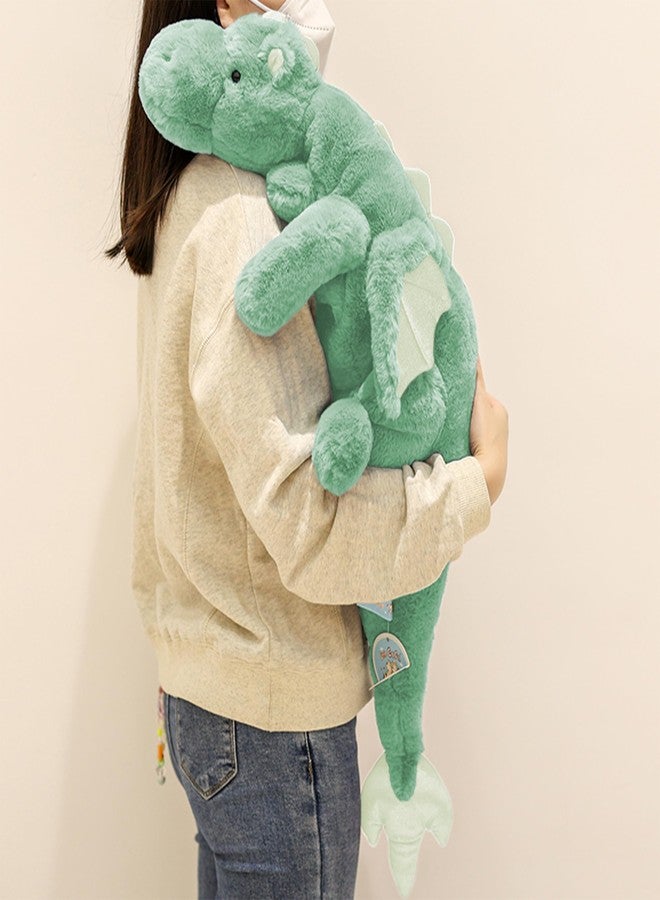 ARELUX Large 37in Cute Dragon Stuffed Animals Plush Toy,Soft Green Pterosaur Plushie Giant Fuzzy Dinosaur Pillow Plushies with Wings Cuddly for Friends Family Member - Image 3