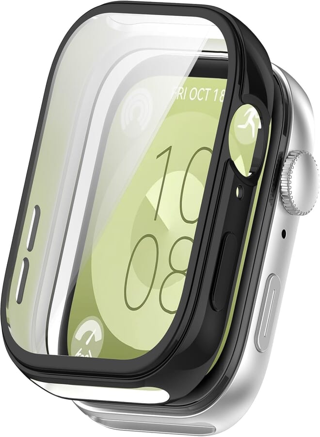 Next Next Store Compatible with Huawei Watch Fit 3 Case - Soft TPU Shockproof Cover - All-Inclusive Screen Protector Case - Compatible with Huawei Fit 3 (Black)