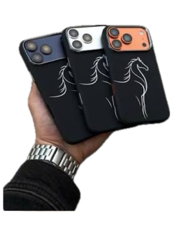 غطاء كاميرا مغناطيسي منزلق بتصميم حصان لهاتف iPhone 17 Pro Max - غطاء خلفي واقٍ مقاوم للصدمات - Image 1