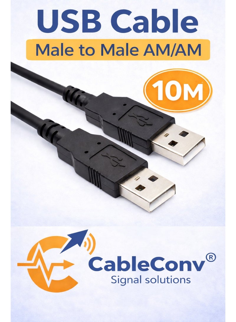 CABLE CONV USB Type-A Male to Male Cable 10M High Speed Data Transfer Standard USB AM to AM Cable CableConv - Image 1
