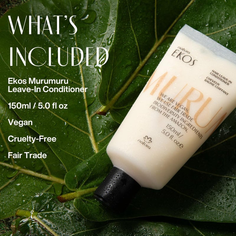 Natura - Ekos Murumuru Anti-Damage Leave-In - Reconstructs Hair Fiber, Reduces Frizz, Detangles, and Repairs Split Ends, Vegan, Not Tested On Animals, Unisex, For Frizzy Hair - 5 fl oz (150ml) - Image 4