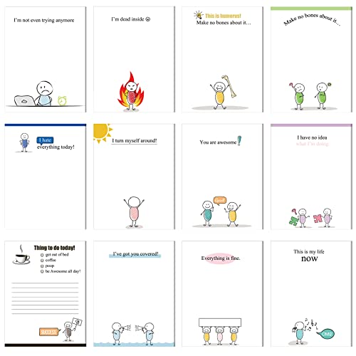 Pajean Funny Notepads with Sayings Sticky Funny Office Supplies to Do List Sarcastic Work Assorted Notepad for Workers, 12 Designs, 3 x 3.93 Inch(Minimalist Style) - Image 1