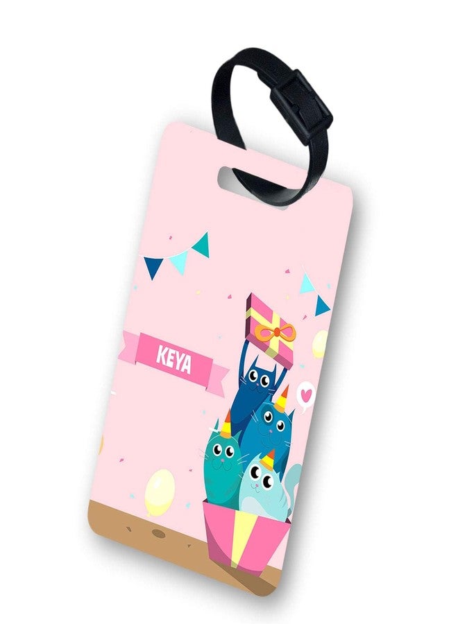 Funcart Customized Luggage Tag for Travel/School - New Kittens Theme - Personalized Name - MDF 2.5 * 3.75" Multicolor - Single Side Print - Image 1