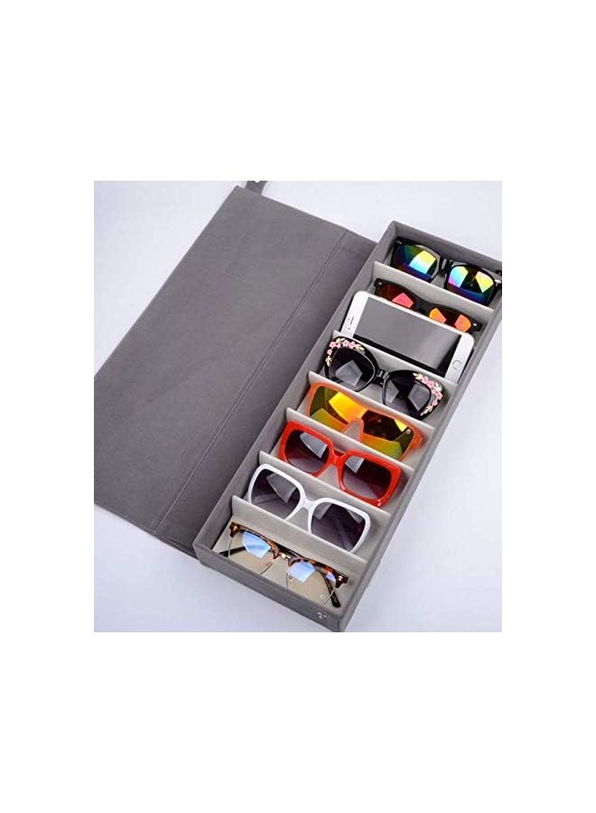 IAF Slot Grid Eyewear Stand Holder Sunglasses Glasses Storage Display Jewelry Tray Case Box Organizer-grey - Image 3