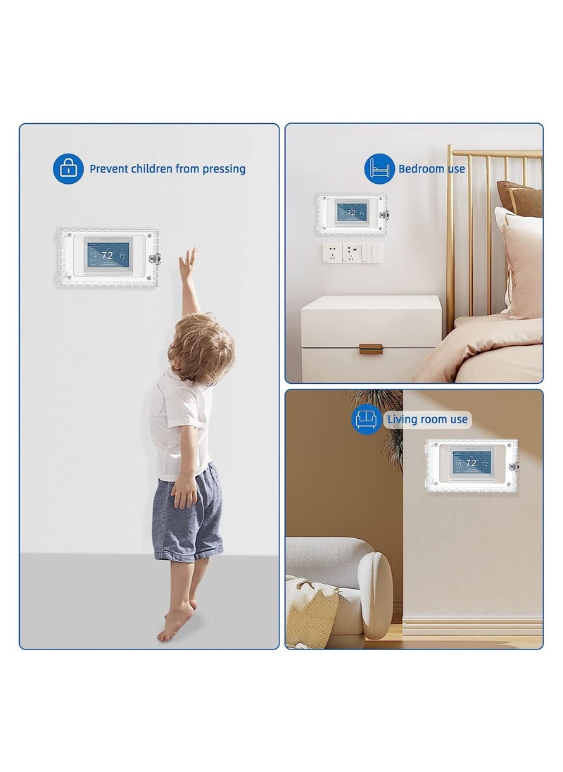 KASTWAVE - Universal Thermostat Lock Box with Key, Clear Thermostat Guard for Wall, Thermostat Cover with Lock Fits Thermostats 6.5"H x 4.72"W x 1.65"D or Smaller (1 Set) - Image 1