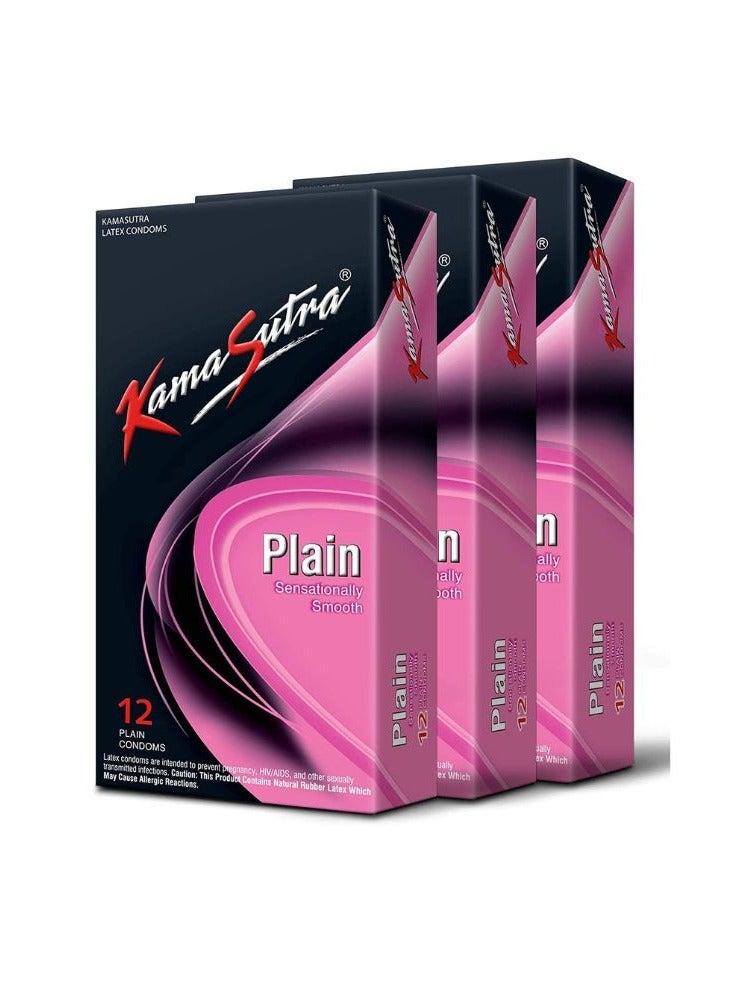 Kamasutra Plain Condoms 12- Piece, Pack of 3