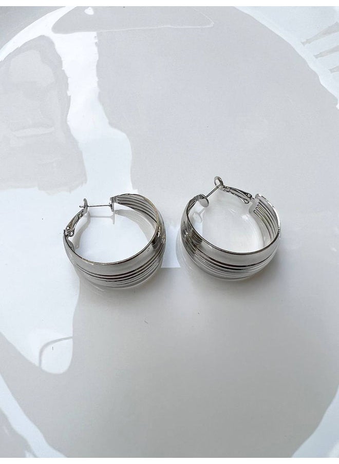 FLUFFY Bold Lines Earring Of Fluffy Women's Accessories-Silver 