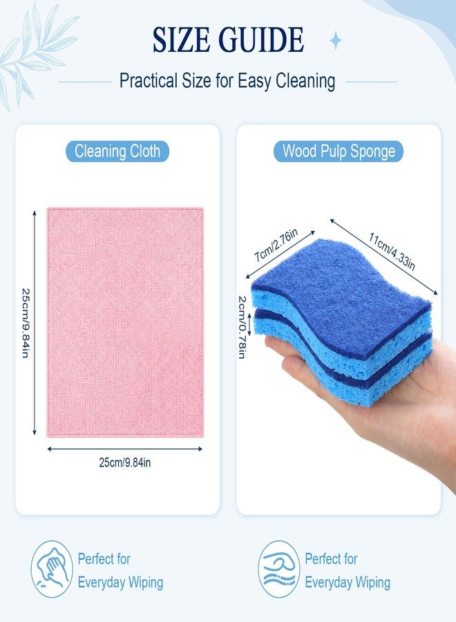 Singhoow 48 Pack Microfiber Cleaning Cloth Kit 36 Cleaning Microfiber Towels and 12 Non-Scratch Dish Sponge Reusable Lint-Free Towels 10" x 10" for Kitchen Cars House Automotive - Image 3