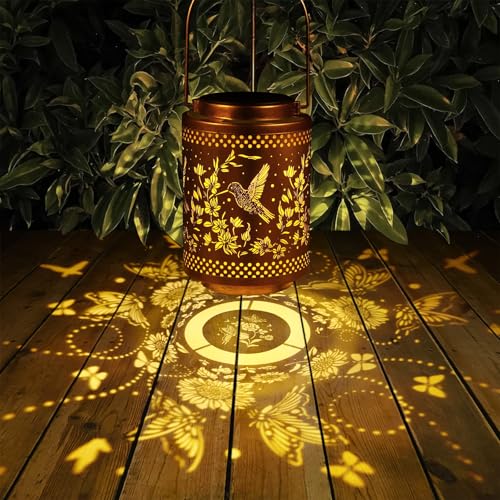 Tepaken 2 Pack Hummingbird Solar Lanterns Garden Decor Birthday Gifts for Women Mon Grandma Metal Hanging Solar Lights Waterproof Outdoor Decoration for Outside LED Lanterns for Yard - Image 3