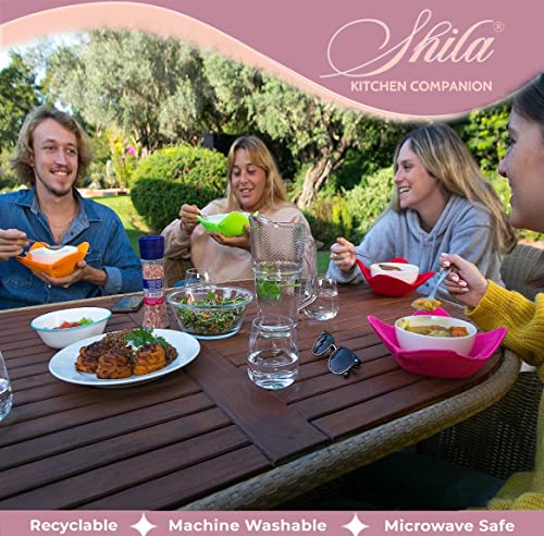 SHILA Bowl Snuggies, Multicolor Set of 5 Microwave-Safe Hot Bowl Holders to Keep Your Hands Cool and Your Food Warm, Polyester & Sponge Heat Resistant Dish Pads for Soup, Rice and Pasta - Image 5