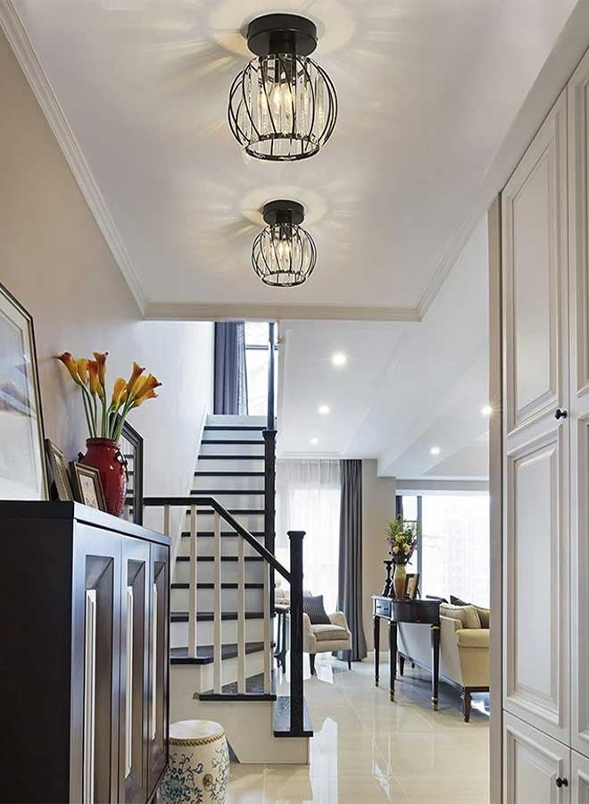 RAWAID Chandelier Crystals Ceiling Lighting Fixtures, Small LED Flush Mount Ceiling Light for Kitchen Hallway Dining Rooms Living Rooms Bar - Image 3