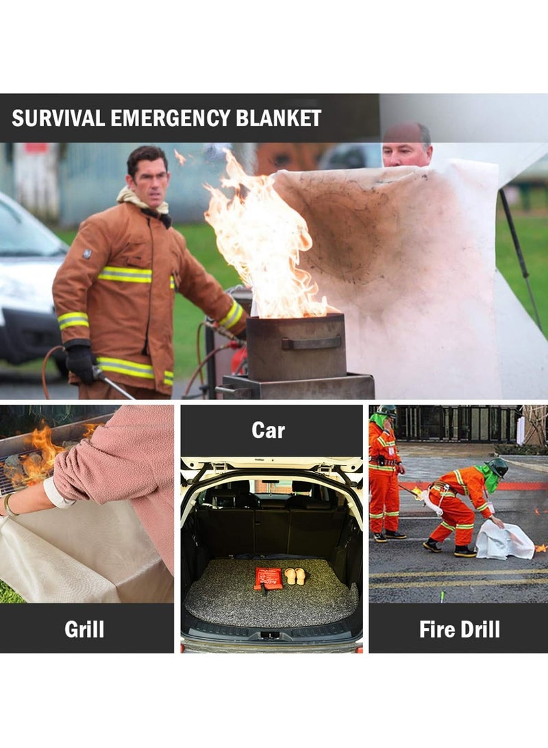 2Pcs Fire Blanket for Emergency Survival, Fiberglass Fire Emergency Blanket Fire Shelter Safety Cover for Kitchen, Car, Camping, Grilling, Office, Warehouse (1M+2M)  - Image 3