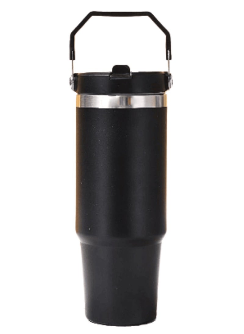 JAJEEK كوب سفر من الفولاذ المقاوم للصدأ سعة 900 مل مقاوم للتسرب – زجاجة معزولة مزدوجة الجدار مع قشة وغطاء | مثالي للسيارة، المكتب، السفر، والصالة الرياضية | يحافظ على المشروبات ساخنة أو باردة لعدة ساعات - Image 1