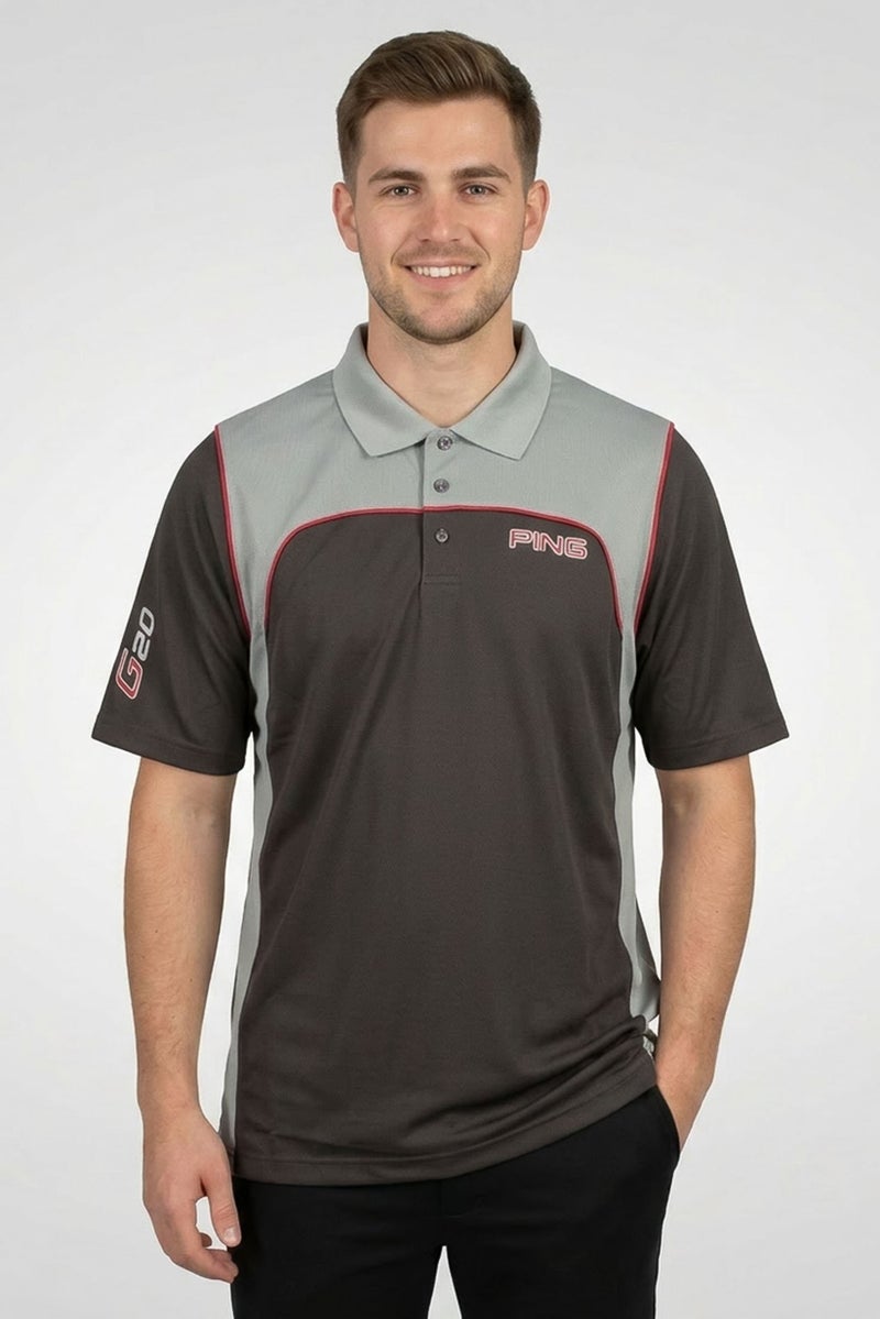 Ping Men Sportswear Fit Short Sleeves Training Polo Shirt, Charcoal - Image 1