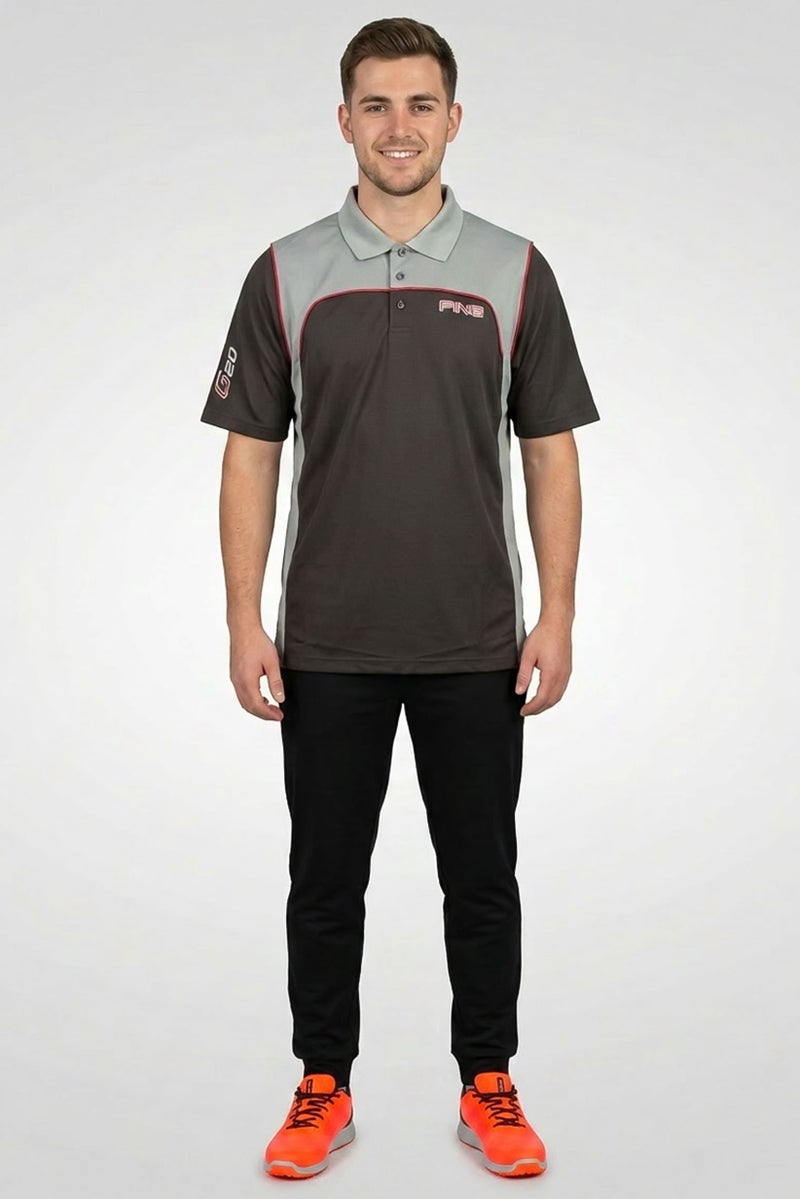 Ping Men Sportswear Fit Short Sleeves Training Polo Shirt, Charcoal - Image 2