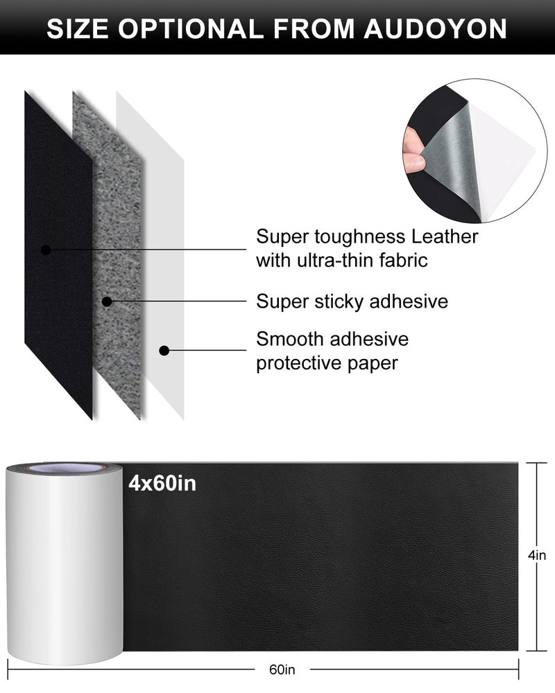Numola Self-Adhesive Repair Patch, Anti Scratch Sofas Patch for Couch, Car Seat, DIY Furniture Upholstery, Handbags, Jackets (Black) - Image 2