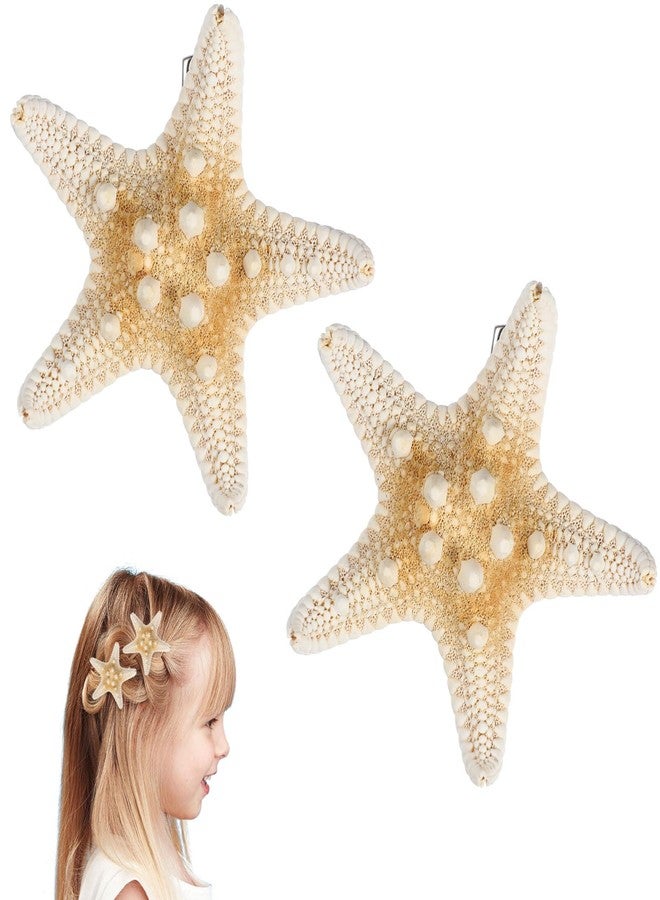 minkissy Starfish Hair Clips Mermaid Hair Accessories Handmade Seashell Hair Clips Beach Mermaid Costume for Women Girls Cute Sea Star Hair Pins 2Pcs - Image 1
