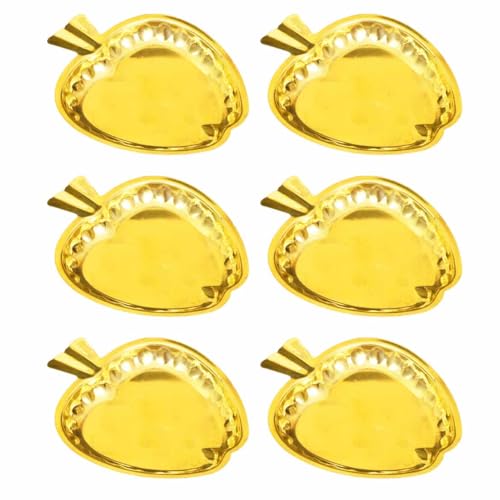 Spillbox Traditional Handcrafted Brass Puja | Pooja Thali | Thambulam Plate | Home Decor| Return Gifts| Decorative | Serving and Gifting Tray Small - Brass Apple Shape Plate (6) - Image 1
