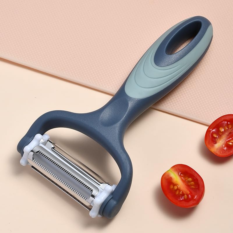 Bagonias 3-in-1 Multi-Functional Peeler – Stainless Steel Straight, Serrated, and Julienne Blades for Potatoes, Carrots, Vegetables, Fruits, and Salads (Black/Gray, Pack of 1) - Image 2