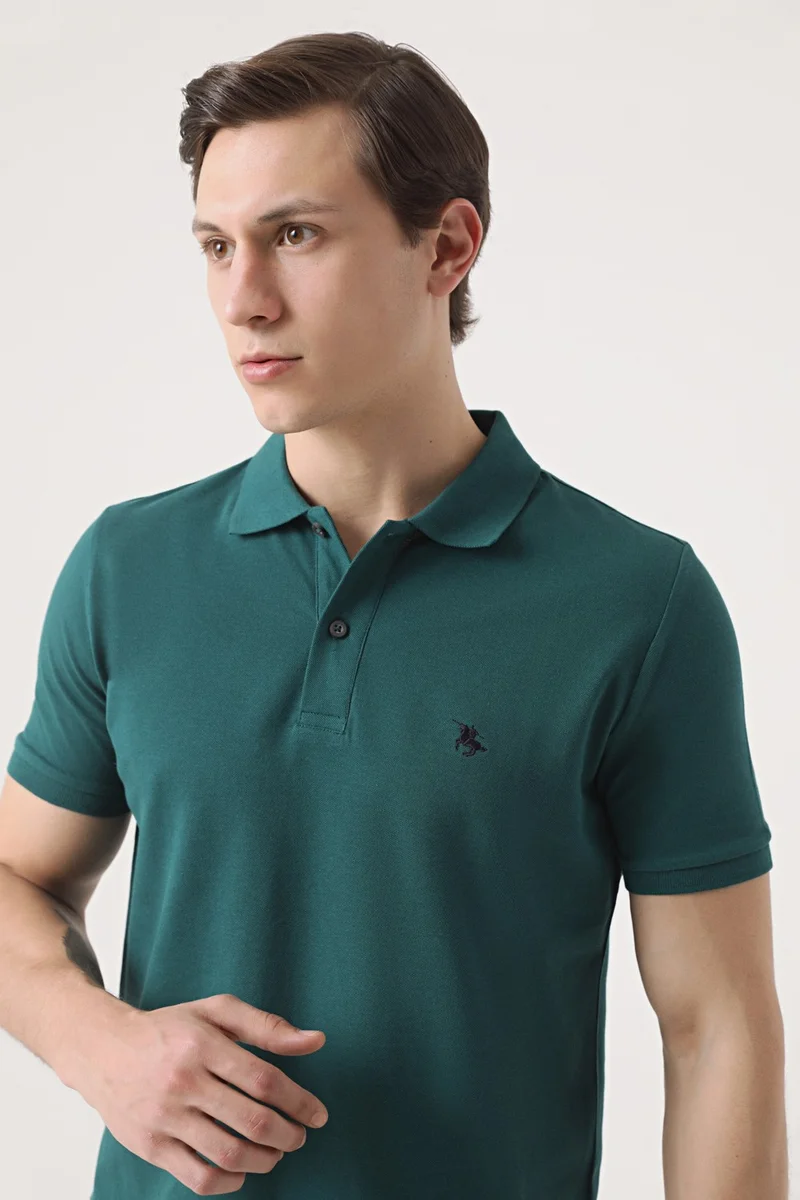 دي أس دامات Regular Fit Khaki Pique Textured T-Shirt 6HC146551000M