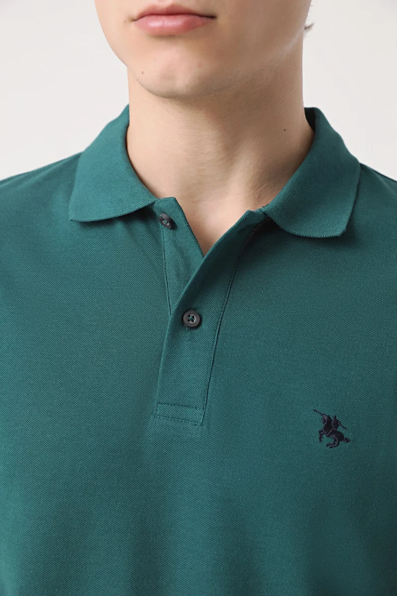 دي أس دامات Regular Fit Khaki Pique Textured T-Shirt 6HC146551000M