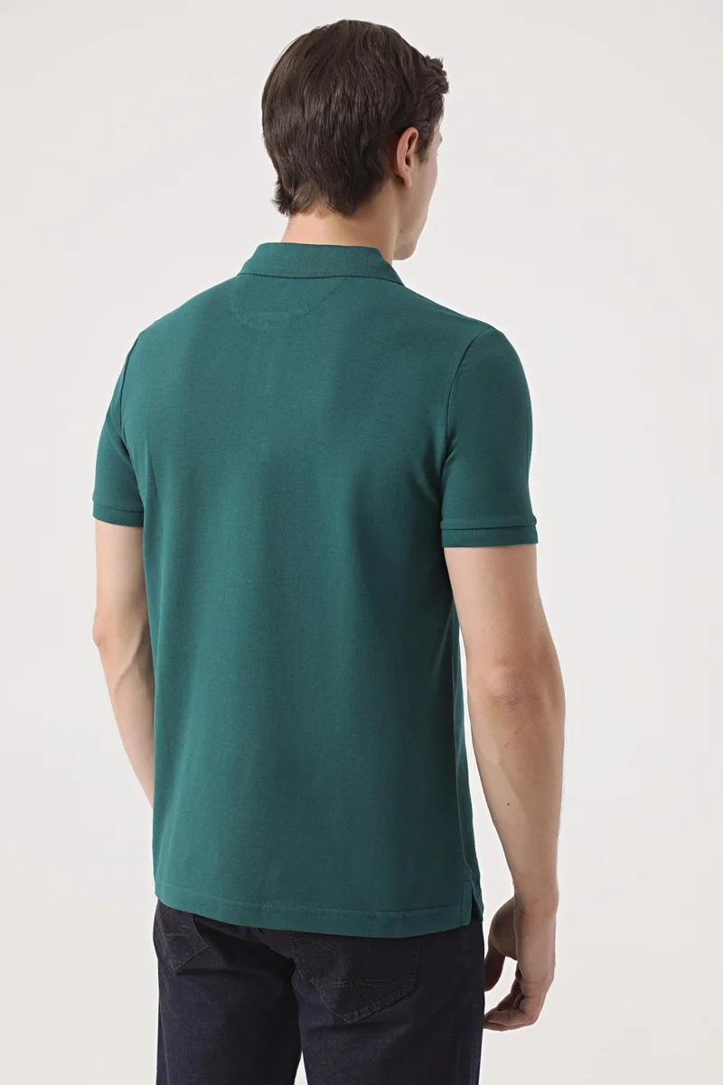 دي أس دامات Regular Fit Khaki Pique Textured T-Shirt 6HC146551000M