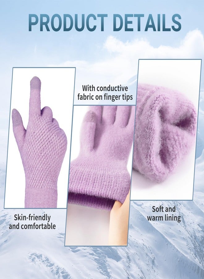 TOBEHIGHER Winter Gloves - Gloves for Women Cold Weather, Touch Screen Winter Gloves Women Warm Alpaca Fleece Knit Gloves, Purple, M - Image 5