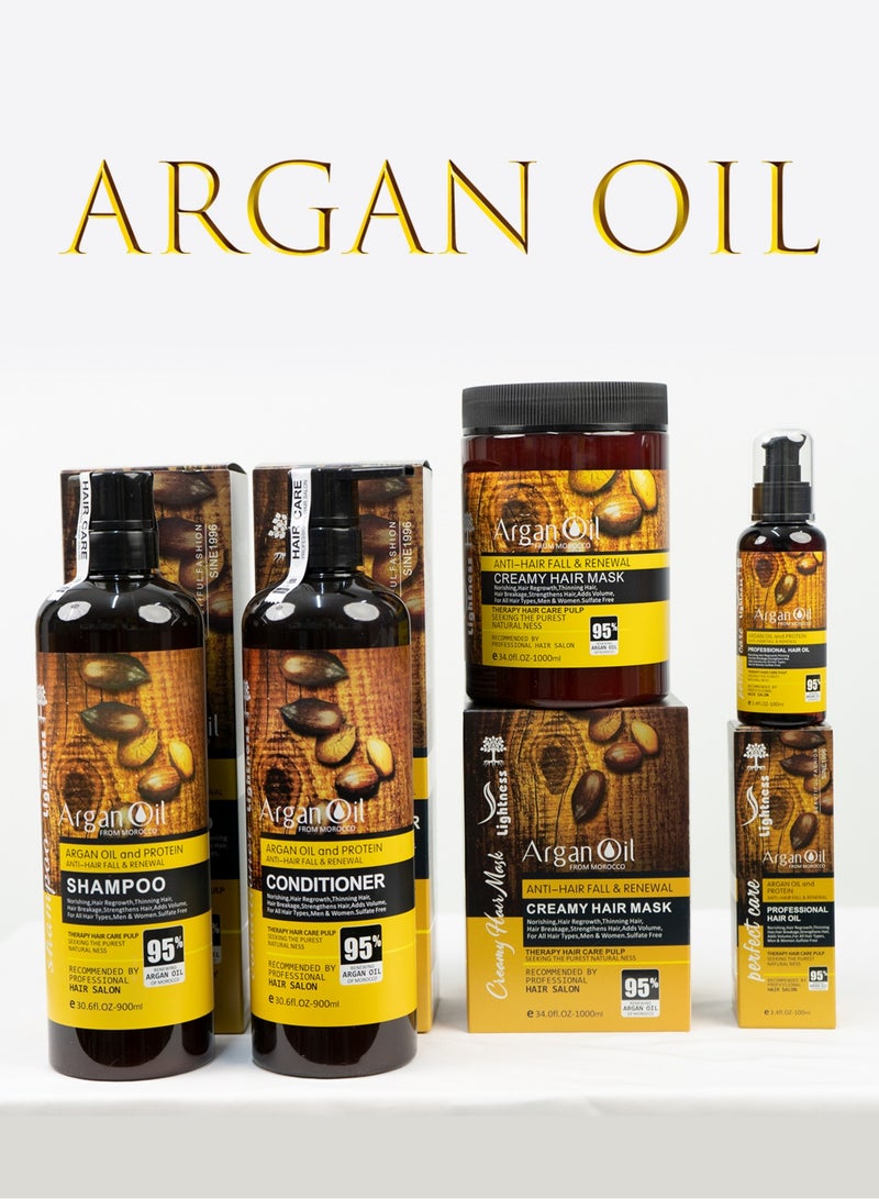 أرغان زيت الأرغان والبروتين 4 في 1 شامبو وبلسم وقناع للشعر ومصل الشعر خالٍ من الكبريتات ومضاد لتساقط الشعر - Image 3