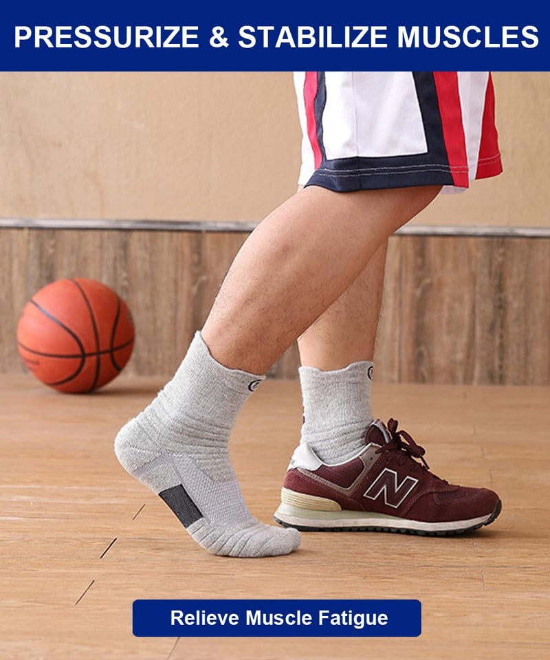 Hiflyer 4 Pairs Basketball Socks Men & Women, Mens Athletic Socks Training Socks Men, Thick Compression Sports Socks for Men & Women - Image 2