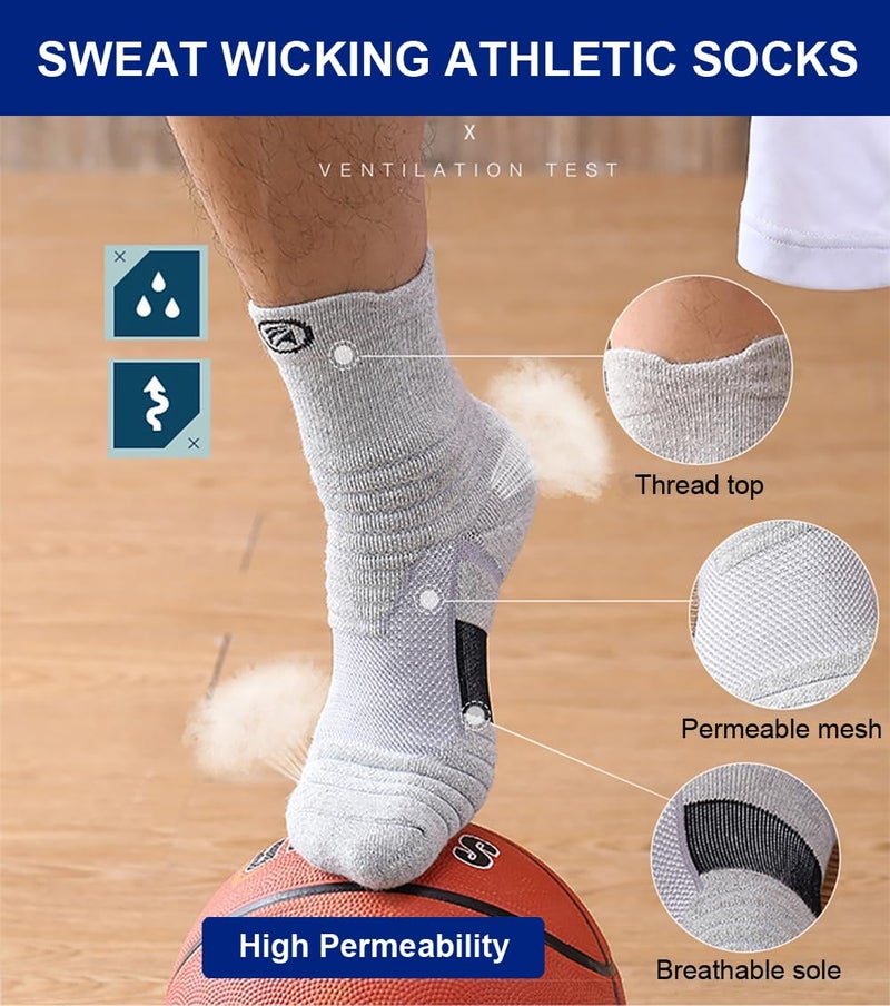 Hiflyer 4 Pairs Basketball Socks Men & Women, Mens Athletic Socks Training Socks Men, Thick Compression Sports Socks for Men & Women - Image 5