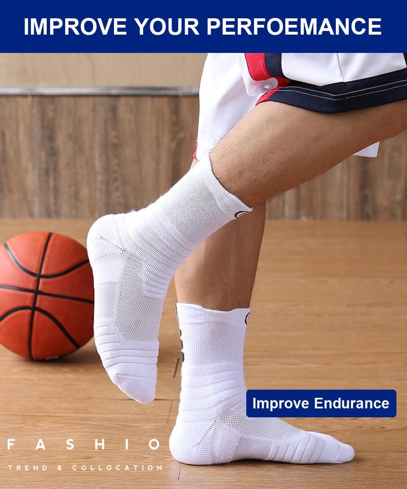 Hiflyer 4 Pairs Basketball Socks Men & Women, Mens Athletic Socks Training Socks Men, Thick Compression Sports Socks for Men & Women - Image 4