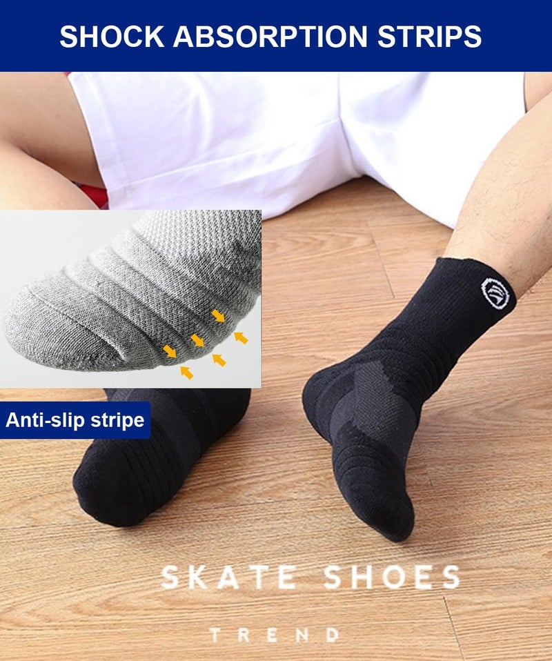 Hiflyer 4 Pairs Basketball Socks Men & Women, Mens Athletic Socks Training Socks Men, Thick Compression Sports Socks for Men & Women - Image 3