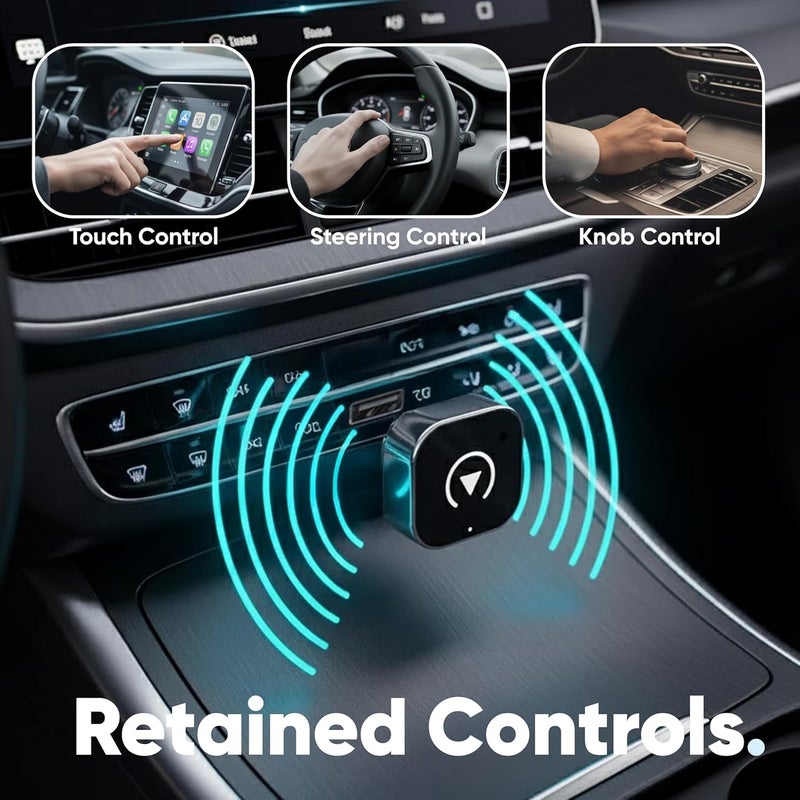 AZIOT Elevate 2-in-1 Wireless Car Adapter, Convert Wired Android Auto & Apple CarPlay to Wireless, Plug & Play Bluetooth Receiver, LagFree, OTA Updates, USB-A & USB-C - Image 5