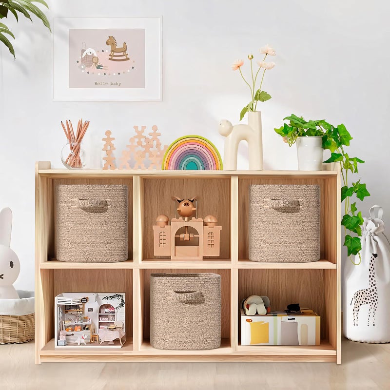 Degeyoyo 11 Inch Storage Cubes, 3 Pack Cube Storage Bins for Organizing, Cotton Rope Woven Baskets for Shelves, Bathroom, Kids Room, Closets, Baby Nursery - Image 2