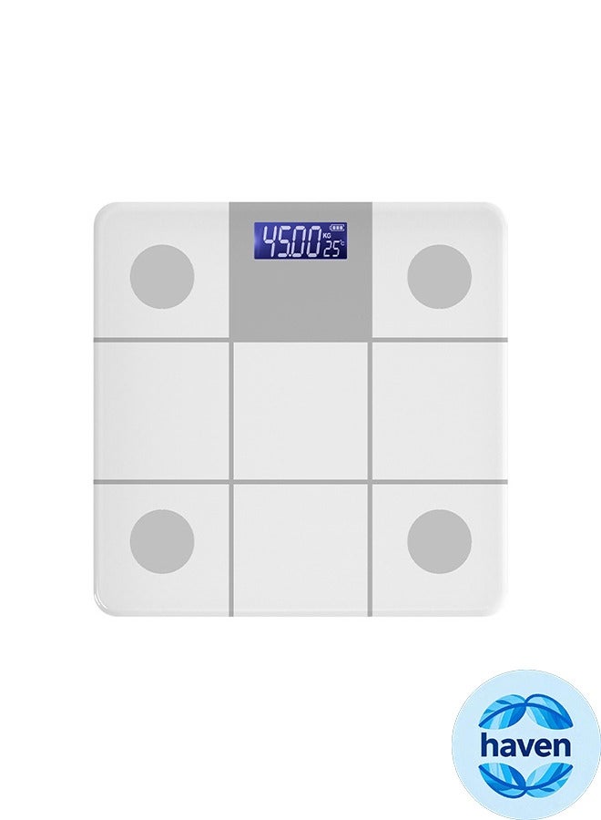 HAVEN Digital LCD Electronic Glass Weighing Scale Black，Scale with High Precision Sensors, LCD Display, 180kg/400lb Capacity, Anti-Slip Design - Ideal for Home, Bathroom, and Fitness Use - Image 1