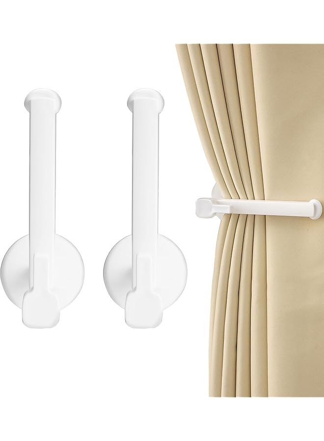 The Bros 2 Pack Curtain Holdbacks Wall Mounted, Self Adhesive L Shaped Curtain Holder, Drapery Hooks Tiebacks for Home Office Decorative, Towels Hair Band Holder Nordic Style - Image 1