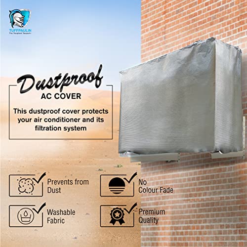 TUFFPAULIN AC Cover Dust-Proof Waterproof for Outdoor Unit 1.5 Tonne Capacity (Silver) - Image 3