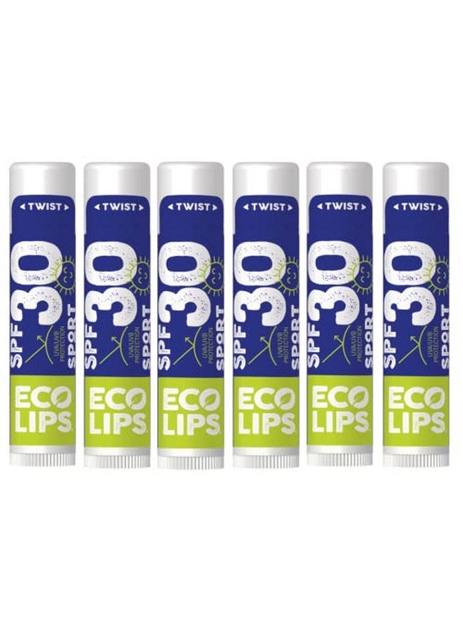Eco Lips Classic Sport Broad Spectrum Sunscreen Lip Balm 6Pack Made In Usa (Classic Vanilla Spf 30) - Image 1