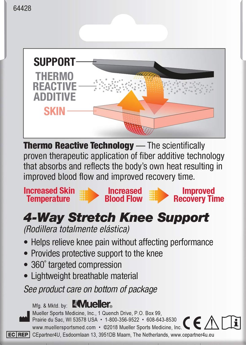 MUELLER Sports Medicine FIR 4-Way Stretch Knee Support, Knee Pain Relief Support for Men and Women, Ideal for Arthritis, Sprains, Gray/Blue, Small/Medium - Image 3