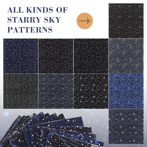 BDS-HOME 10pcs Quilting Print Fabric 9.8"X9.8" Cotton Fat Squares Sheets Printed Starry Sky Supplies for Sewing Patchwork Scrapbooking DIY Craft - Image 4