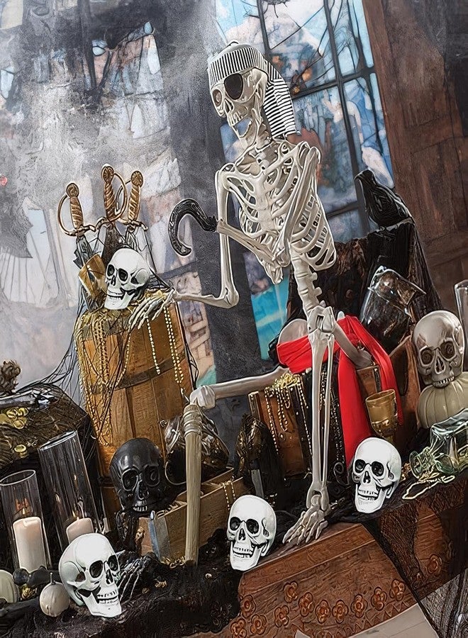 CUNHUYSmall Skulls Halloween Decor, 5 Inch Plastic Fake Skeletons, Mini Skulls for Crafts Outdoor Halloween Decorations, Realistic Miniature Human Skull Heads (4) - Image 3