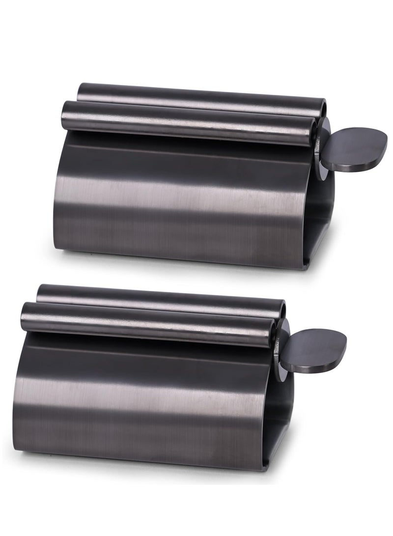 إسكدنيا 2 قطعة عصّارات معجون أسنان معدنية رمادية اللون، موزعات وحوامل أنابيب من الفولاذ المقاوم للصدأ - Image 1