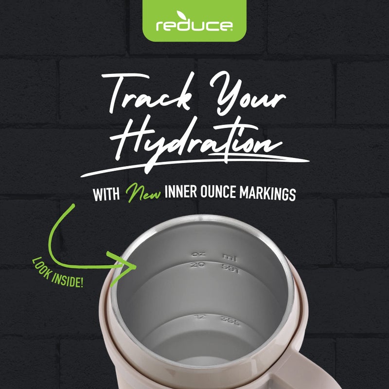 REDUCE 24 oz Stainless Steel Tumbler with Handle - Dual-Wall Vacuum Insulated Travel Mug  Sweat-Proof Lid & Reusable Straw - Keeps Drinks Cold for 24 Hrs  Fits Cupholders  Dishwasher Safe - Sand - Image 4