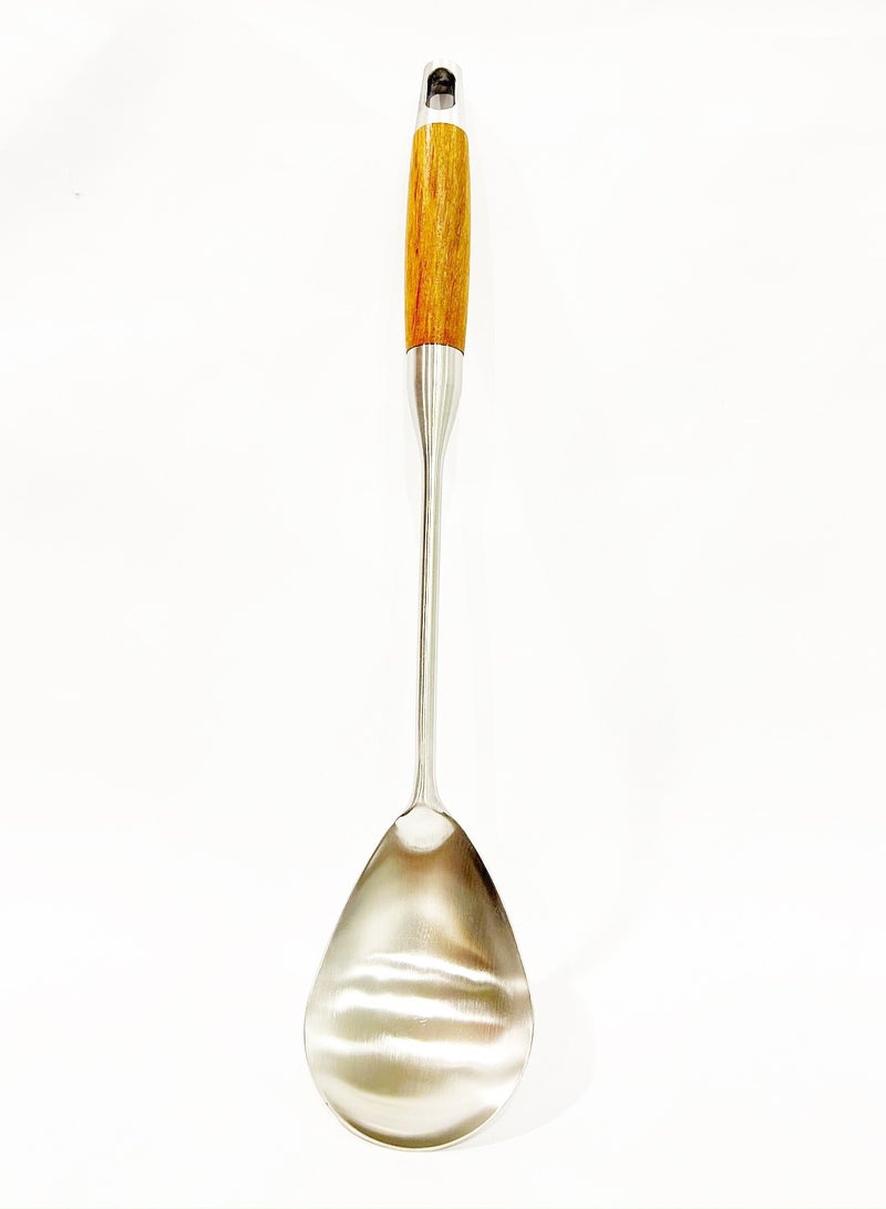British Chef Stainless Steel Rice Turner | Wooden Handle | Rice Spoon | Long Handle Turner Spoon |BC318 - Image 2
