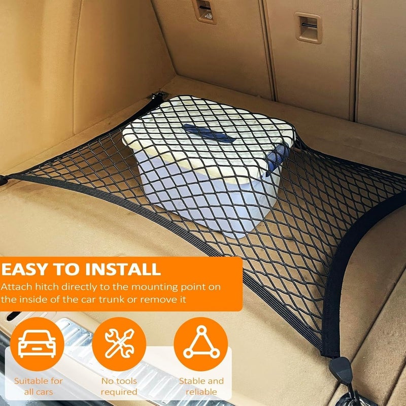 Fousenuk Red Grande Car Trunk Organizer 4 Hook Separator 31.5x23.62 Inch Expandable To 62.99x47.24 Inch Fixed Storage Black For SUV Van Car Automotive Universal - Image 3