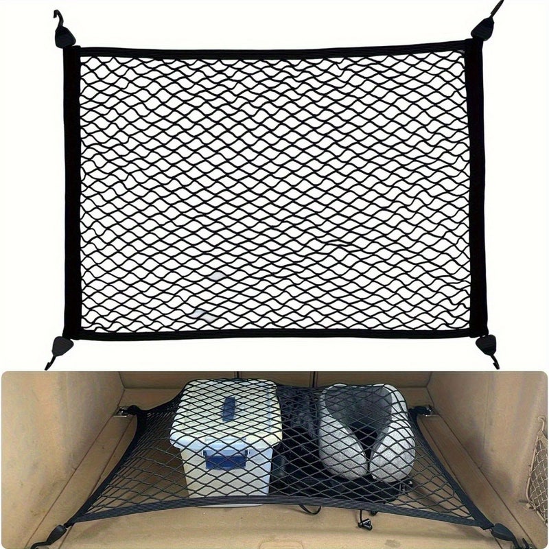 Fousenuk Red Grande Car Trunk Organizer 4 Hook Separator 31.5x23.62 Inch Expandable To 62.99x47.24 Inch Fixed Storage Black For SUV Van Car Automotive Universal - Image 4