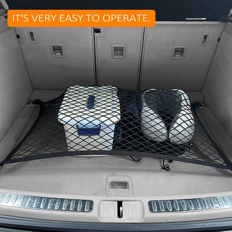 Fousenuk Red Grande Car Trunk Organizer 4 Hook Separator 31.5x23.62 Inch Expandable To 62.99x47.24 Inch Fixed Storage Black For SUV Van Car Automotive Universal - Image 2