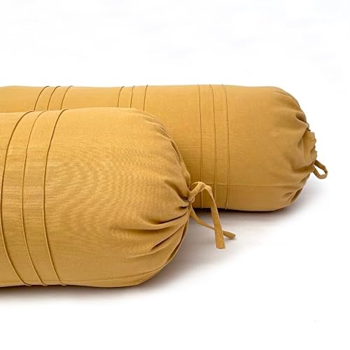Swayam Set of 2 Cotton Bolster Cover | 30x30 Inch | Soft Breathable Masnad Cover 200TC | Durable & Washable | Solid Bolster Cover for Diwan, Bed & Sofa - Beige - Image 2