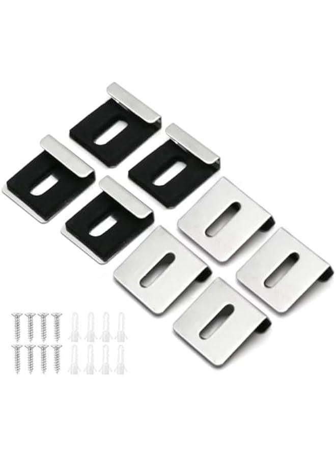 8-Pack Metal Mirror Clip,Wall Mounting Mirror Holder with Screw Rubber Pad,Heavy Duty Hanger Hook for Photo Frame Display,Mirror,Billboard (Silver) - Image 1