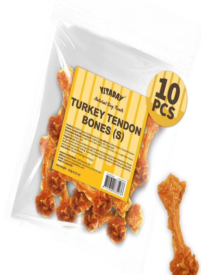 VITADAY All Natural Turkey Tendon Dog Treats Bone (S) 10 Pcs Value Pack - Image 1